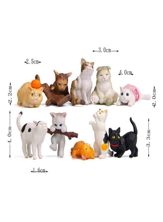Halloluck 10 Pcs Cat Figurines Mini Cat Figure Desktop Decor, Cake Topper, Plant, Automobile Decoration, Miniature Decorations, Landscape Scenes - Image 2